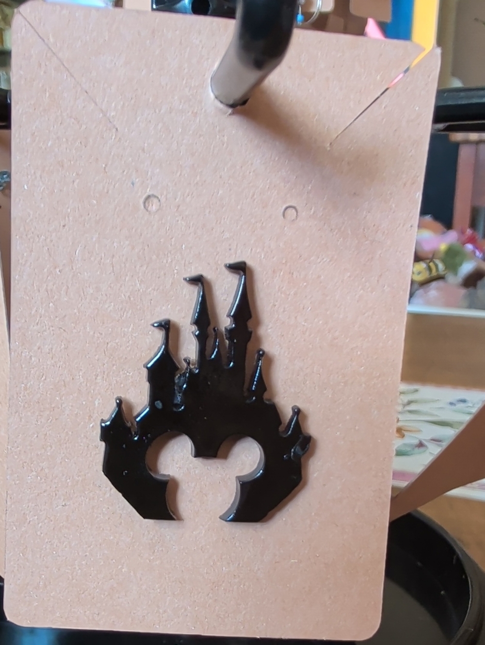 Disney Black Enamel Castle & Hidden Mickey Brooch